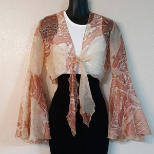 Sheer top blouse Trumpet long sleeve Size M/L